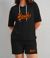 Ladies t shirt hooded and short set