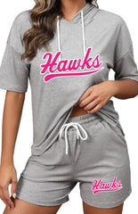 Ladies t shirt hooded and short set