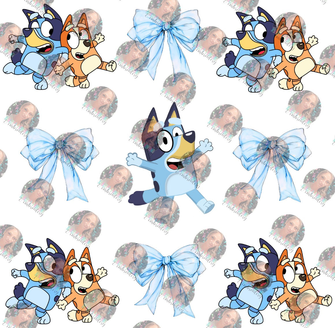 Blue dog + bows