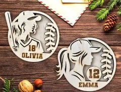 Custom softball ornaments